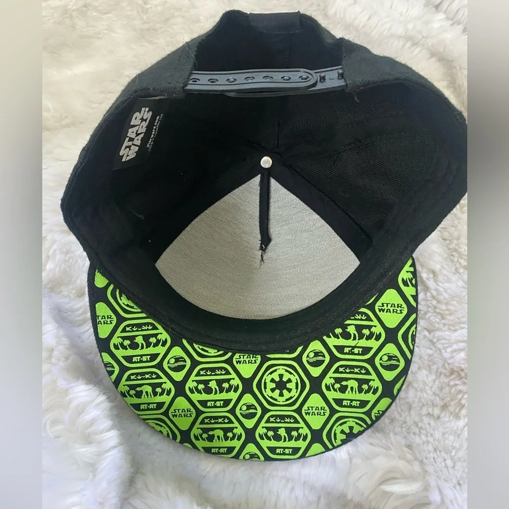 2016 Star Wars Black Stormtrooper Neon Green Hat Flat Bill Adjustable SnapBack